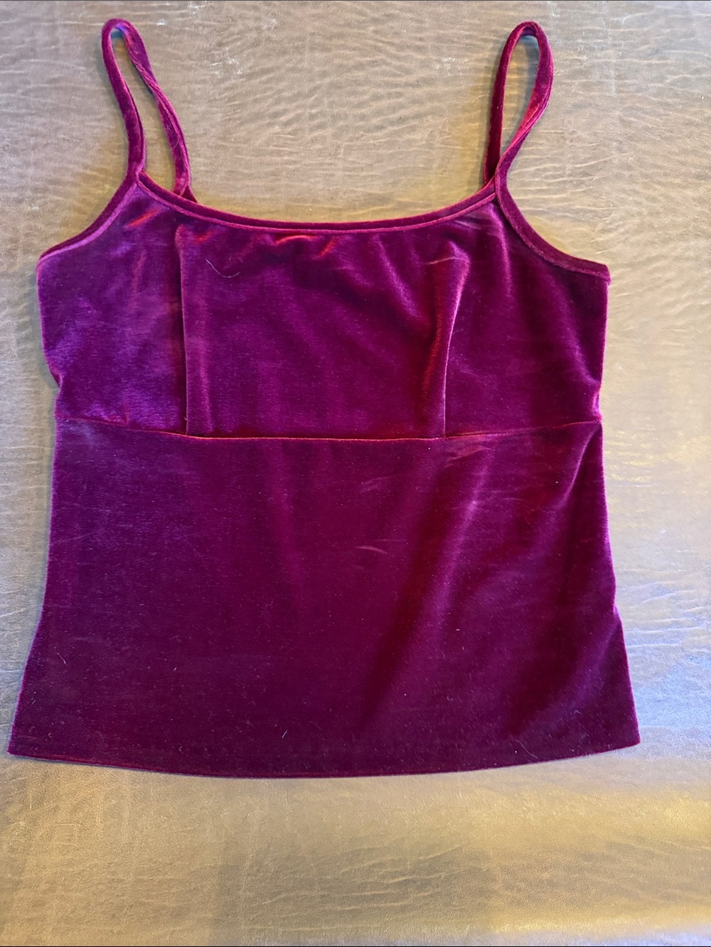 Necessary Objects Velvet Spaghetti Strap Tank Top - Plum